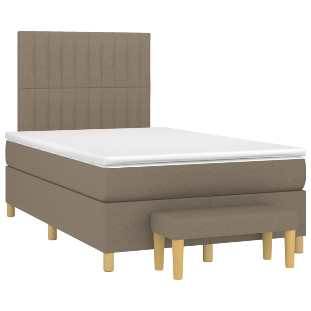 vidaXL Κρεβάτι Boxspring με Στρώμα Taupe 120x190 εκ. Υφασμάτινο