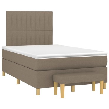 vidaXL Κρεβάτι Boxspring με Στρώμα Taupe 120x190 εκ. Υφασμάτινο