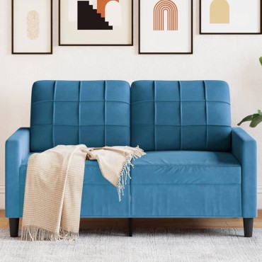 vidaXL Καναπές Διθέσιος Μπλε Βελούδινος 137x77x80cm 1 τεμ.