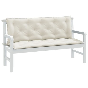 vidaXL Μαξιλάρι Πάγκου Κήπου Κρεμ Μελανζέ 150x50x7cm Ύφασμα