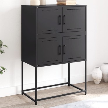 vidaXL Ψηλός Μπουφές Μαύρος 68,5x38,5x107cm Ατσάλινος 1 τεμ.