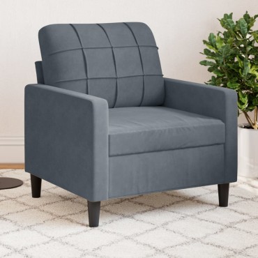 vidaXL Πολυθρόνα Σκούρο Γκρι Βελούδινη 77x77x80cm 1 τεμ. Γωνιακός