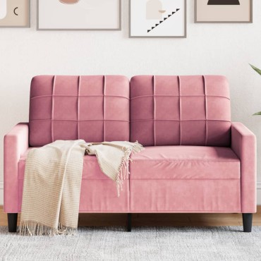 vidaXL Καναπές Διθέσιος Ροζ Βελούδινος 137x77x80cm 1 τεμ.