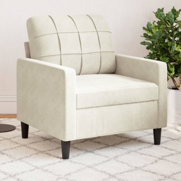vidaXL Πολυθρόνα Κρεμ Βελούδινη 77x77x80cm 1 τεμ. Γωνιακός
