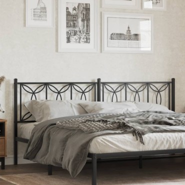 vidaXL Κεφαλάρι Μαύρο Μεταλλικό 206x3x90cm 1 τεμ.