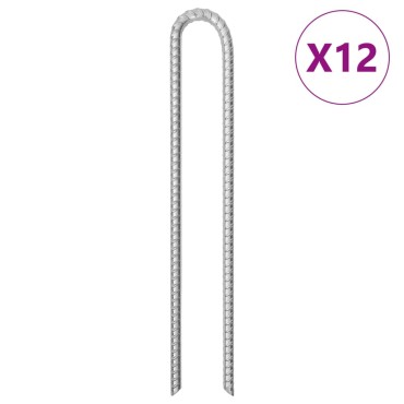 vidaXL Πασσαλάκια Σκηνής Σχήμα U 12τεμ. 41,5εκ. Ø12χιλ. Γαλβαν. Ατσάλι