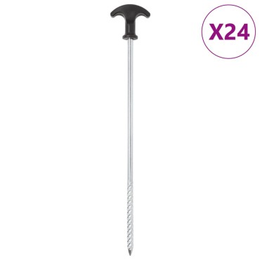 vidaXL Πασσαλάκια Σκηνής 24 τεμ. 30 εκ. Ø7 χιλ. Γαλβανισμένο Ατσάλι
