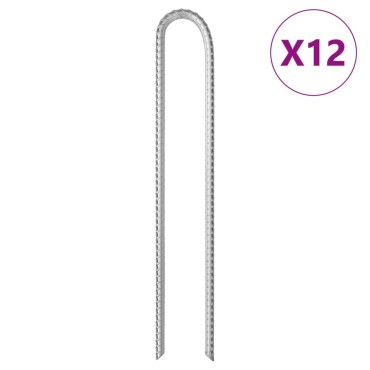 vidaXL Πασσαλάκια Σκηνής Σχήμα U 12τεμ. 37 εκ. Ø10 χιλ. Γαλβαν. Ατσάλι