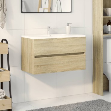 vidaXL Ντουλάπι Νιπτήρα Sonoma Δρυς 80x38,5x45cm από Επεξ. Ξύλο 1 τεμ.