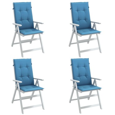 vidaXL Μαξιλάρια Καρέκλας με Πλάτη 4 τεμ. Μπλε 120x50x4 εκ. Ύφασμα