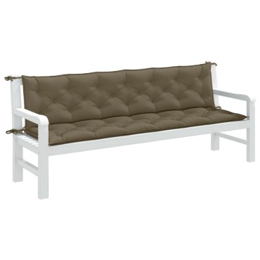 vidaXL Μαξιλάρια Πάγκου Κήπου 2 τεμ. Taupe Μελανζέ 200x50x7cm Ύφ.