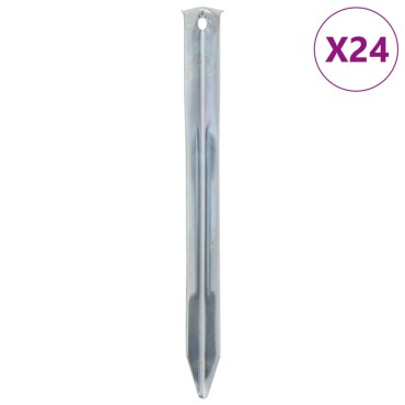 vidaXL Πασσαλάκια Σκηνής 24 τεμ. 22 εκ. Ø20 χιλ. Γαλβανισμένο Ατσάλι