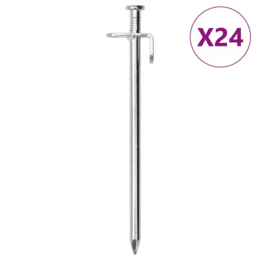 vidaXL Πασσαλάκια Σκηνής 24 τεμ. 19,5 εκ. 8 χιλ. Γαλβανισμένο Ατσάλι