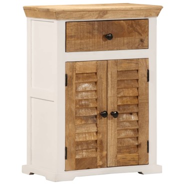 vidaXL Ντουλάπι Λευκό και Καφέ 55x30x73cm Μασίφ Ακατεργ. Ξύλο Μάνγκο 1 τεμ.