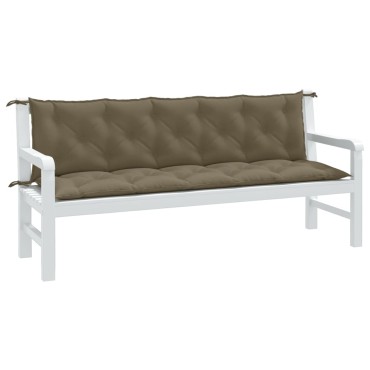 vidaXL Μαξιλάρια Πάγκου Κήπου 2 τεμ. Taupe Μελανζέ 180x50x7cm Ύφ.
