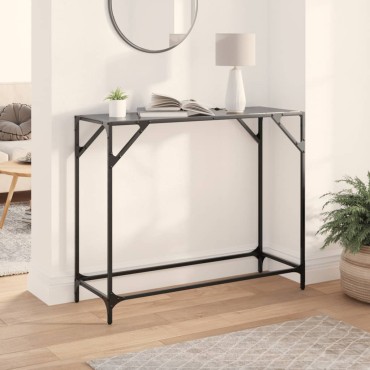 vidaXL Τραπέζι Κονσόλα Επιφάνεια Μαύρο Γυαλί 98x35x81cm Ατσάλι