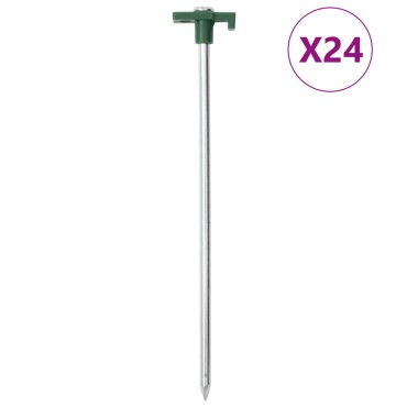 vidaXL Πασσαλάκια Σκηνής 24 τεμ. 25 εκ. 7 χιλ. Γαλβανισμένο Ατσάλι