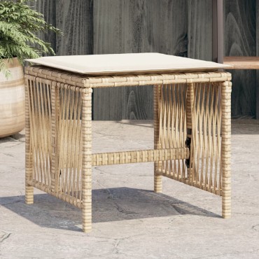 vidaXL Σκαμπό Κήπου 4 τεμ. Μπεζ 41x41x36cm Συνθ. Ρατάν με Μαξιλάρια
