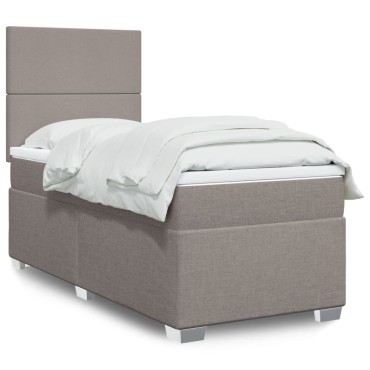 vidaXL Κρεβάτι Boxspring με Στρώμα Taupe 100x200cm Υφασμάτινο 1 τεμ. - Μονό