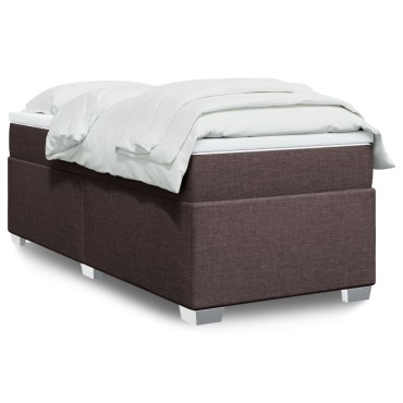 vidaXL Κρεβάτι Boxspring με Στρώμα Σκούρο Καφέ 90x200 εκ. Υφασμάτινο