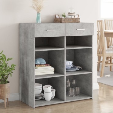 vidaXL Ντουλάπι Γκρι Σκυροδέματος 80x42,5x93cm Επεξεργασμένο Ξύλο 1 τεμ.