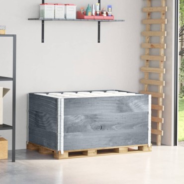 vidaXL Κολάρα Παλέτας 3 τεμ. Γκρι 120x80 εκ. από Μασίφ Ξύλο Πεύκου