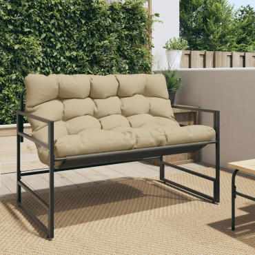 vidaXL Παγκάκι Κήπου Taupe από Ατσάλι με Μαξιλάρι 113x67x76cm 1 τεμ.