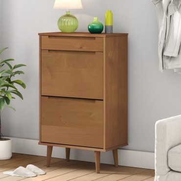 vidaXL Παπουτσοθήκη MOLDE Γκρι 59,5x35x103cm από Μασίφ Ξύλο Πεύκου