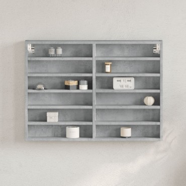 vidaXL Βιτρίνα Γκρι Σκυροδέματος 80x8,5x58cm από Επεξεργασμένο Ξύλο