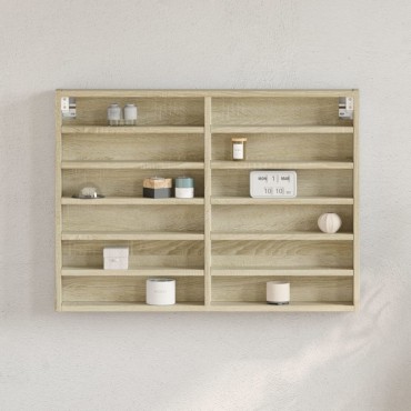 vidaXL Βιτρίνα Χρώμα Sonoma Δρυς 80x8,5x58cm από Επεξεργασμένο Ξύλο