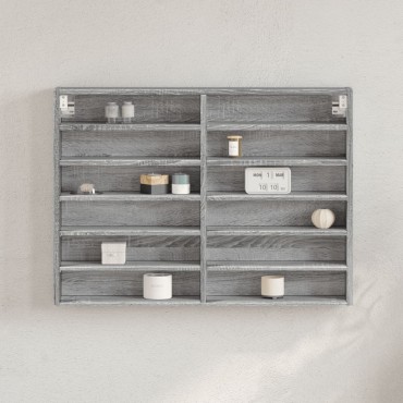 vidaXL Βιτρίνα Γκρι Sonoma 80x8,5x58cm από Επεξεργασμένο Ξύλο