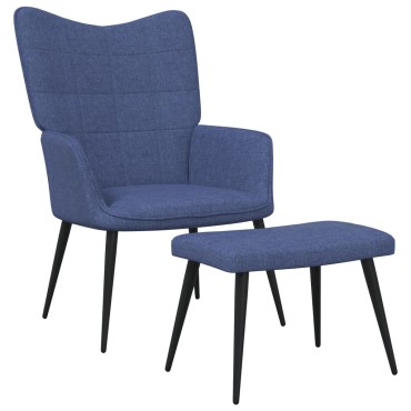 vidaXL Πολυθρόνα Relax Μπλε Υφασμάτινη με Σκαμπό 61x70x96,5cm 1 τεμ.