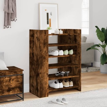 vidaXL Παπουτσοθήκη Καπνιστή Δρυς 74,5x37,5x100cm Επεξεργασμένο Ξύλο