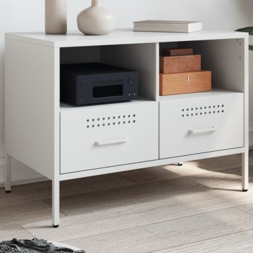 vidaXL Έπιπλο Τηλεόρασης Λευκό 68x39x50,5cm από Χάλυβα