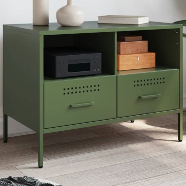 vidaXL Έπιπλο Τηλεόρασης Πράσινο Λαδί 68x39x50,5cm από Ατσάλι