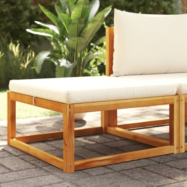 vidaXL Υποπόδιο Κήπου 65x65x29cm από Μασίφ Ξύλο Ακακίας με Μαξιλάρι 1 τεμ. Γωνιακός