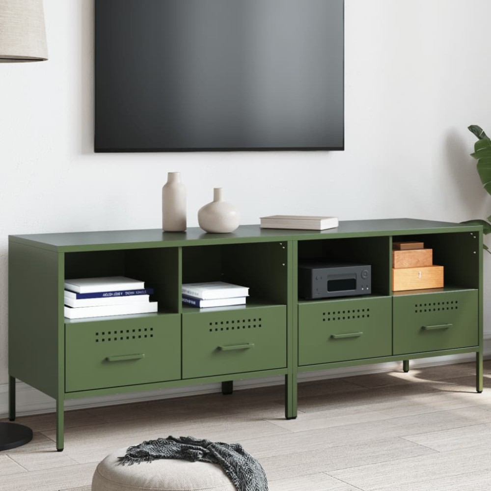 vidaXL Έπιπλα Τηλεόρασης 2 τεμ. Πράσινο Λαδί 68x39x50,5cm από Χάλυβα