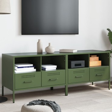 vidaXL Έπιπλα Τηλεόρασης 2 τεμ. Πράσινο Λαδί 68x39x50,5cm από Χάλυβα