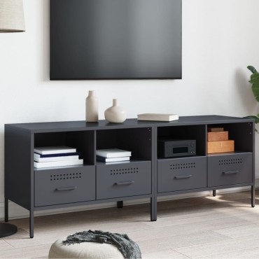 vidaXL Έπιπλα Τηλεόρασης 2 τεμ. Ανθρακί 68x39x50,5cm από Χάλυβα