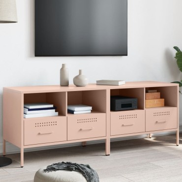 vidaXL Έπιπλα Τηλεόρασης 2 τεμ. Ροζ 68x39x50,5cm από Χάλυβα