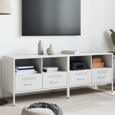 vidaXL Έπιπλα Τηλεόρασης 2 τεμ. Λευκό 68x39x50,5cm από Χάλυβα