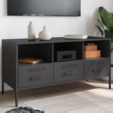vidaXL Έπιπλο Τηλεόρασης Μαύρο 100,5x39x50,5cm Ατσάλινο