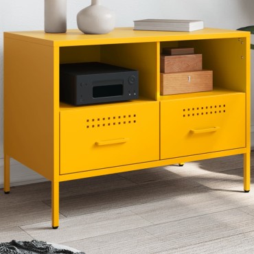 vidaXL Έπιπλο Τηλεόρασης Μουσταρδί Κίτρινο 68x39x50,5cm από Ατσάλι