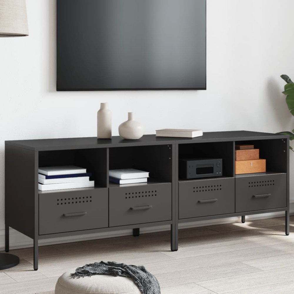vidaXL Έπιπλα Τηλεόρασης 2 τεμ. Μαύρο 68x39x50,5cm από Χάλυβα