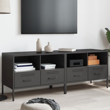vidaXL Έπιπλα Τηλεόρασης 2 τεμ. Μαύρο 68x39x50,5cm από Χάλυβα