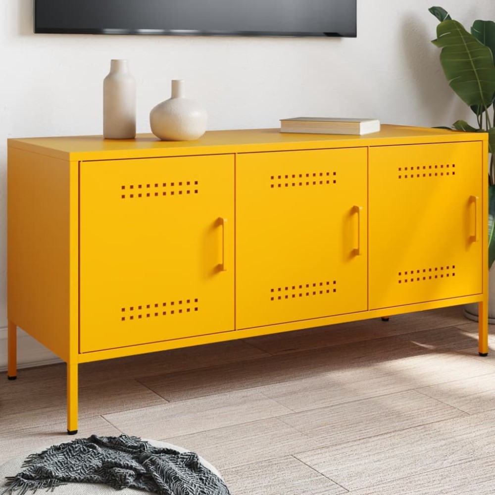 vidaXL Έπιπλο Τηλεόρασης Μουσταρδί Κίτρινο 100,5x39x50,5cm από Ατσάλι