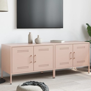 vidaXL Έπιπλα Τηλεόρασης 2 τεμ. Ροζ 68x39x50,5cm από Χάλυβα