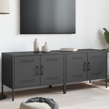 vidaXL Έπιπλα Τηλεόρασης 2 τεμ. Μαύρο 68x39x50,5cm από Χάλυβα