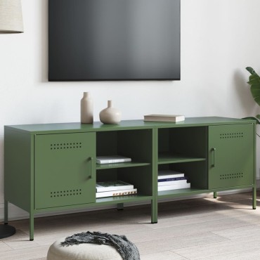 vidaXL Έπιπλα Τηλεόρασης 2 τεμ. Πράσινο Λαδί 68x39x50,5cm από Χάλυβα