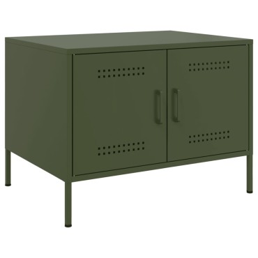 vidaXL Τραπεζάκι Σαλονιού Πράσινο Λαδί 68x50x50,5cm από Ατσάλι 1 τεμ.